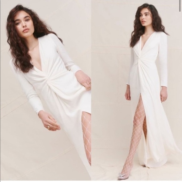 Reformation Gatsby Dress Ivory Knotted Slit Bridal New With Tags! - Picture 1 of 8